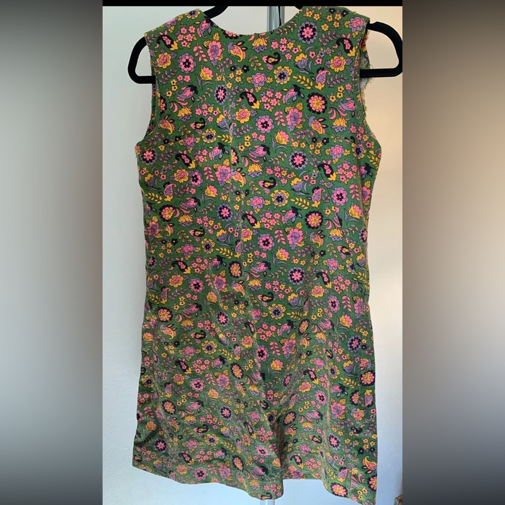 Vintage Floral Sleeveless Dress with Pink & Yellow Flowers